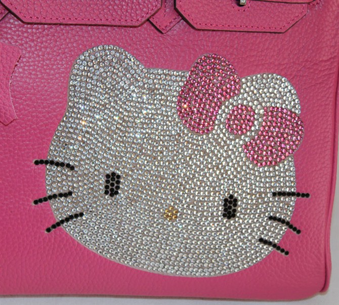 High Quality Fake Hermes Birkin Hello Kitty 35CM Togo Leather Bag Peach HK0001 (5)